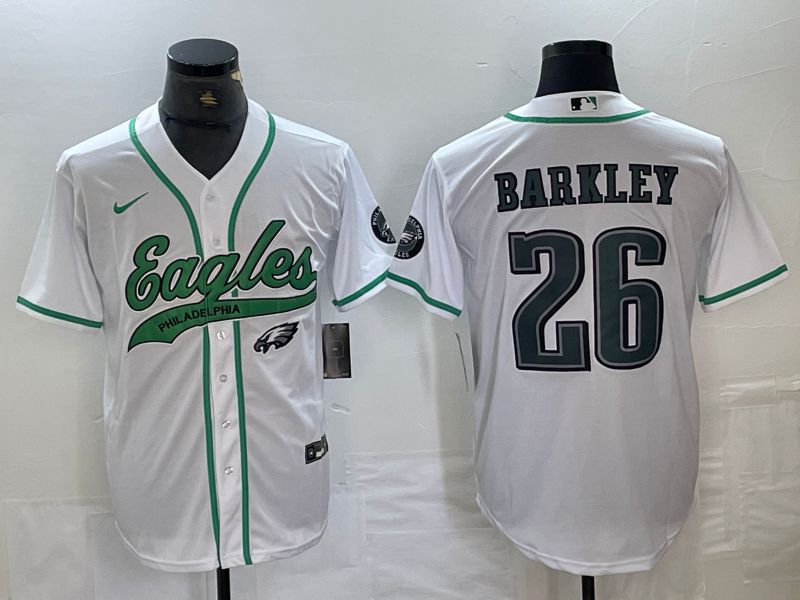 Men Philadelphia Eagles #26 Barkley White 2024 Nike Co branded NFL Jersey style 2